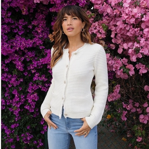 “Express” ivory, textured, embellished button sweater/blazer; size XS; NWOT - Picture 6 of 13